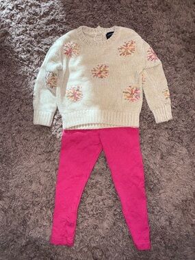 Andy & Evan Cream Sherpa Sweater with Pink Size Tag